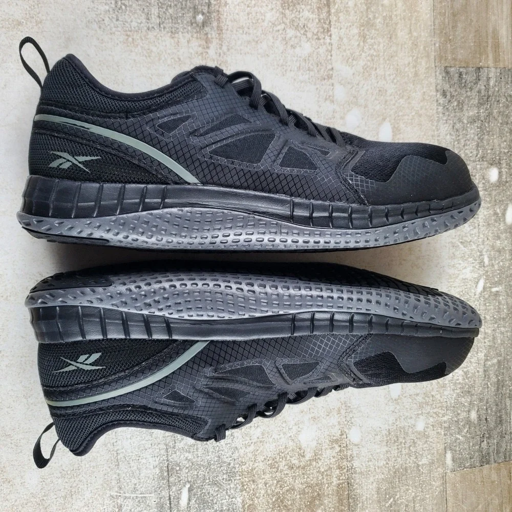 Reebok ZPrint Womens Work Shoes Sz 12 M Black Dark Gray Steel Safety Toe Lace Up